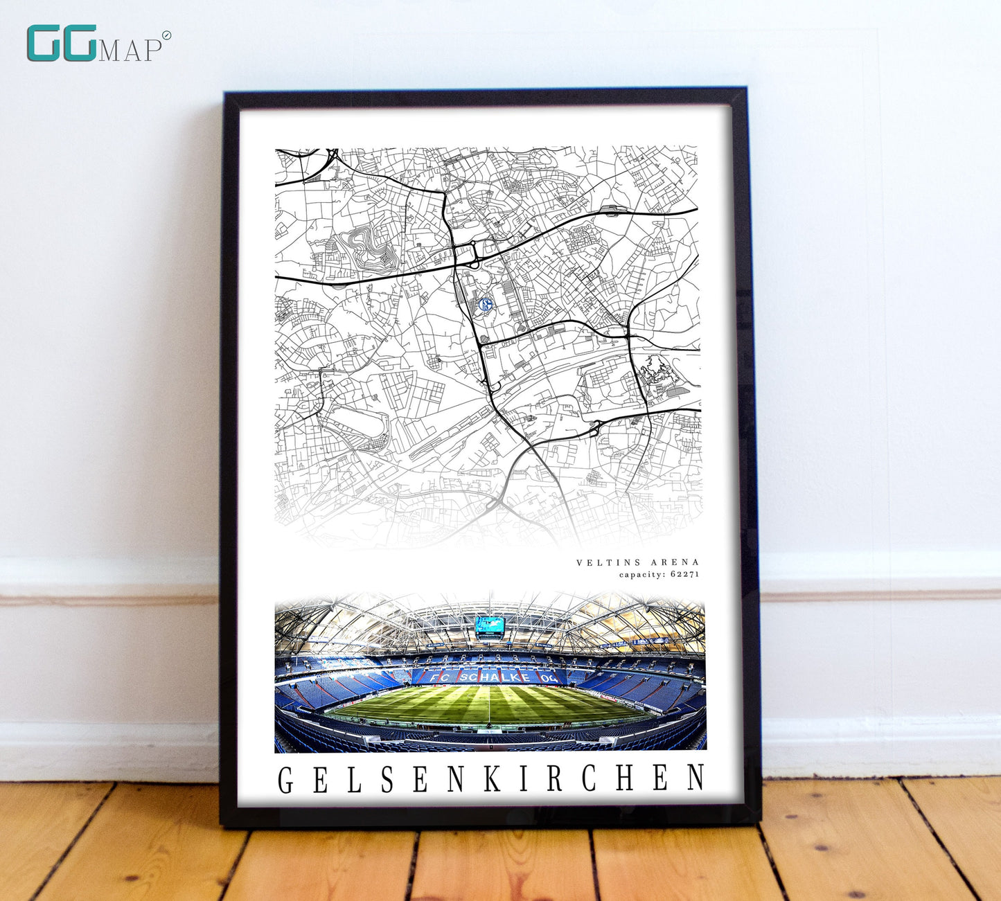 City map of GELSENKIRCHENN - Veltins arena Stadion - Home Decor Veltins arena - Wall decor Veltins arena - Veltins arena gift - Print map