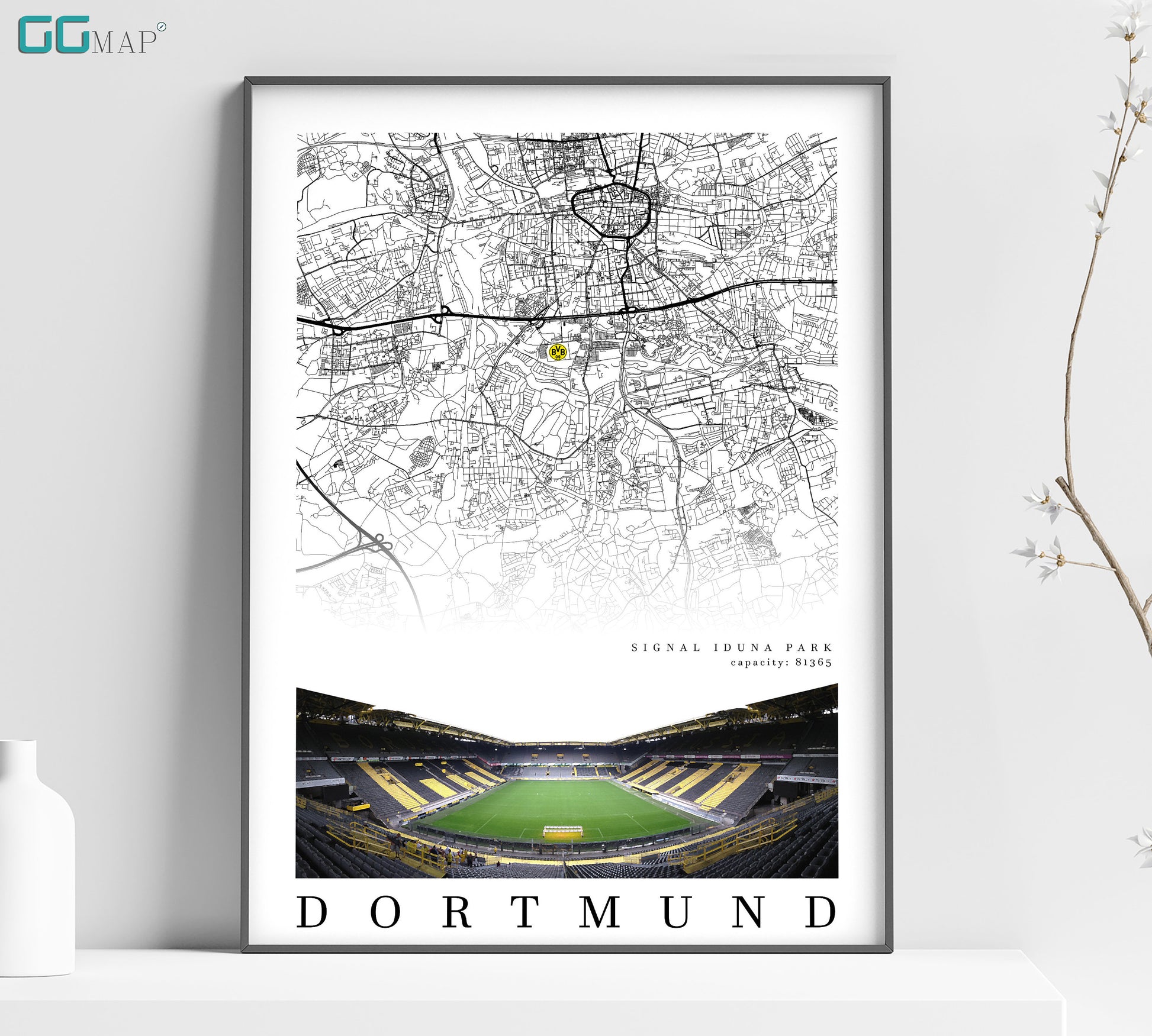 a poster of a stadium with a map of the stadium