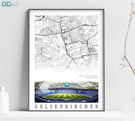 City map of GELSENKIRCHENN - Veltins arena Stadion - Home Decor Veltins arena - Wall decor Veltins arena - Veltins arena gift - Print map