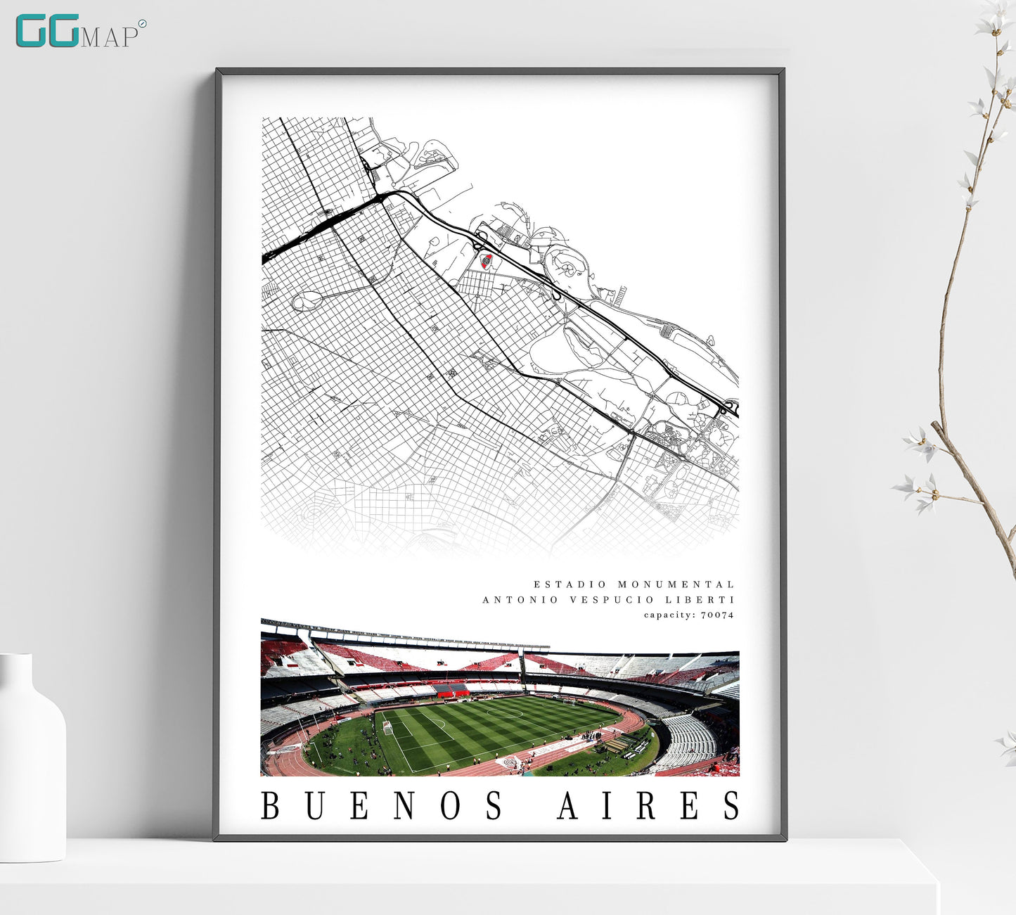 a poster of a stadium with a map of the stadium