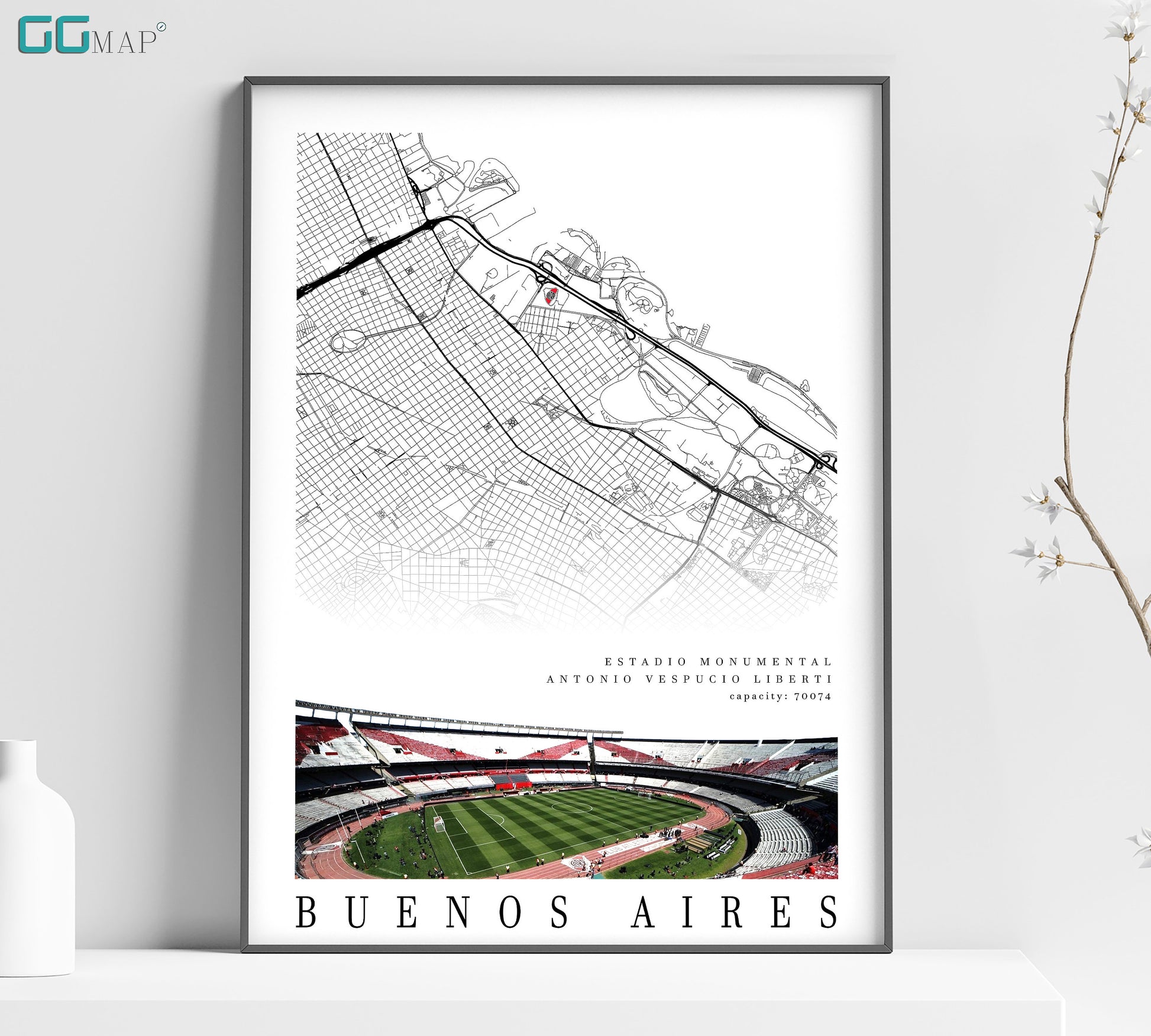a poster of a stadium with a map of the stadium