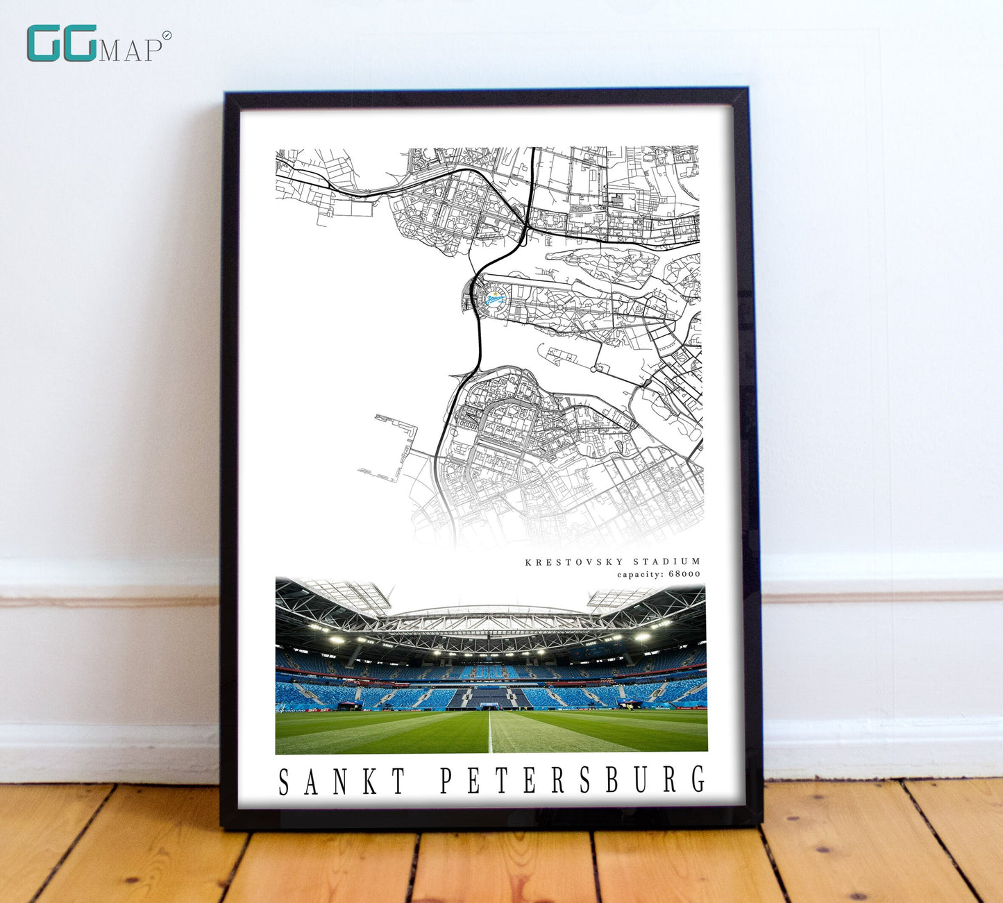 City map of SANKT PETERSBURG - Krestovsky Stadium - Home Decor Krestovsky Stadium - Krestovsky Stadium gift - Print map