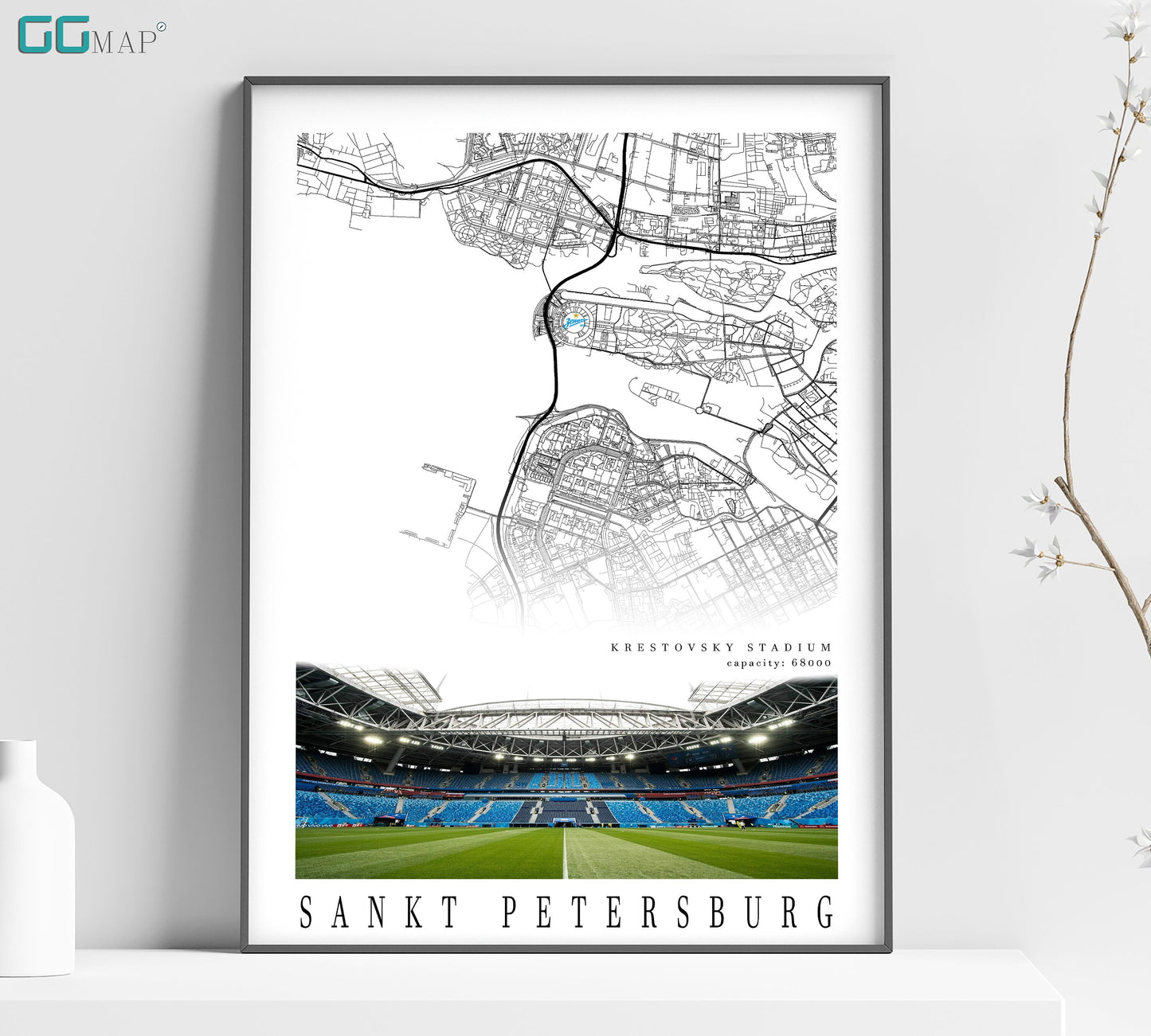 a poster of a stadium with a map of the stadium