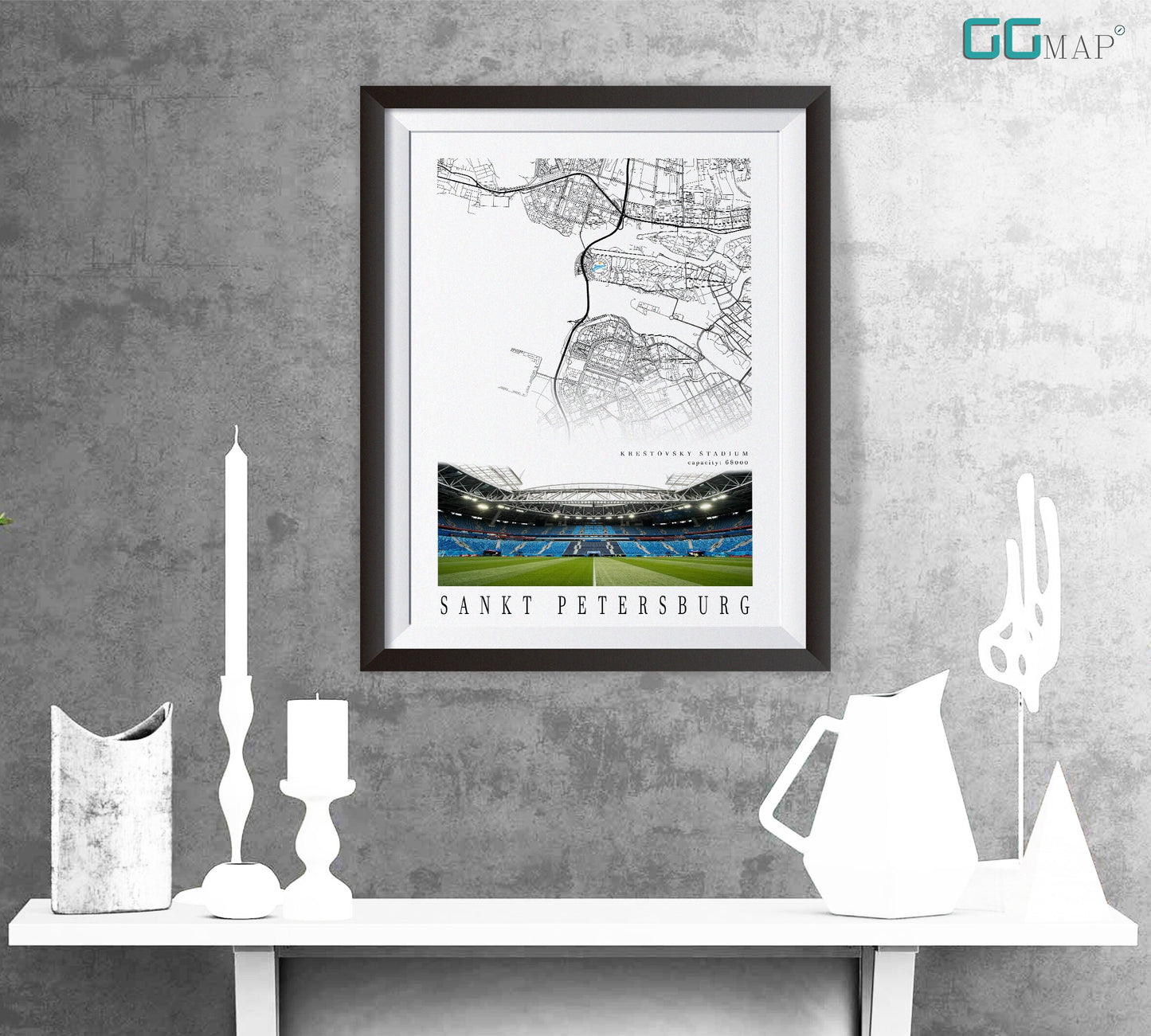 City map of SANKT PETERSBURG - Krestovsky Stadium - Home Decor Krestovsky Stadium - Krestovsky Stadium gift - Print map