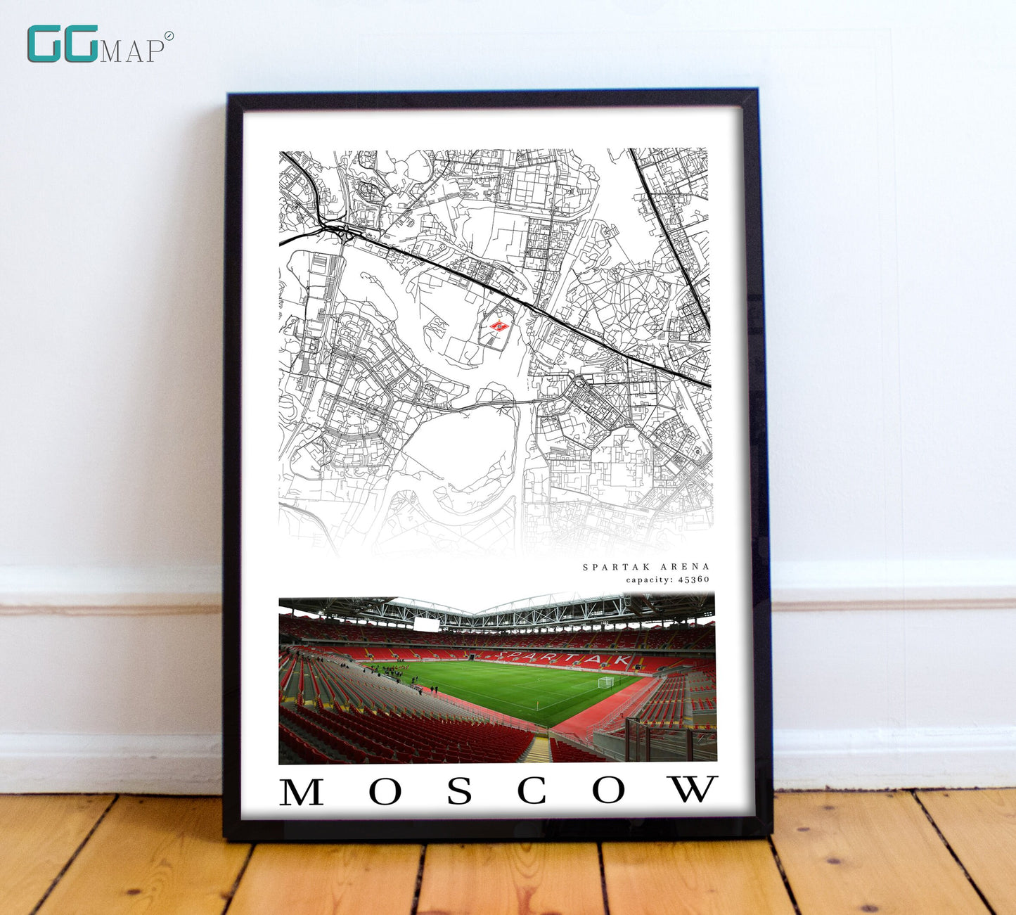 City map of MOSCOW - Spartak arena - Home Decor Spartak arena - Spartak arena gift - Spartak arena wall decor - Print map