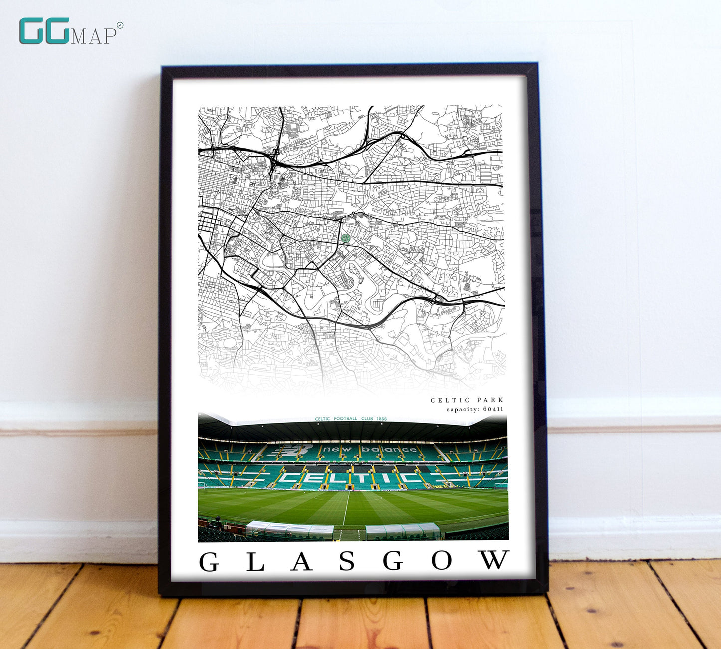 City map of GLASGOW - Celtic Park - Home Decor Celtic Park - Celtic Park gift - Celtic Park wall decor - Celtic Park home decor - Print map