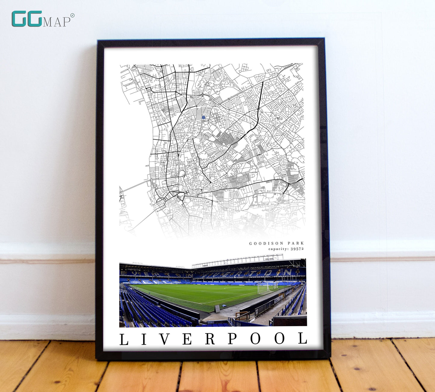 City map of LIVERPOOL - Goodison Park - Home Decor Goodison Park - Goodison Park gift - Goodison Park wall decor - Print map