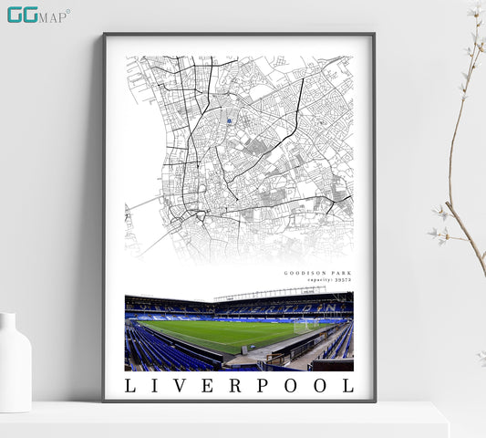 City map of LIVERPOOL - Goodison Park - Home Decor Goodison Park - Goodison Park gift - Goodison Park wall decor - Print map