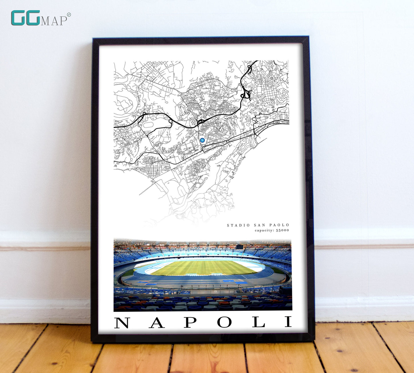 City map of NAPOLI Stadion - Stadio San Paolo - Home Decor Stadio San Paolo - Stadio San Paolo gift - Stadio San Paolo wall decor- Print map