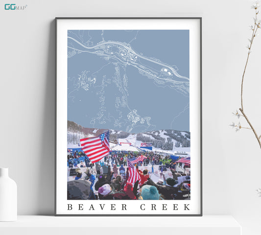 City map of BEAVER CREEK  - Beaver Creek skiing - Beaver Creek skiing adventure - Beaver Creek gift - World cup skiing - USA poster