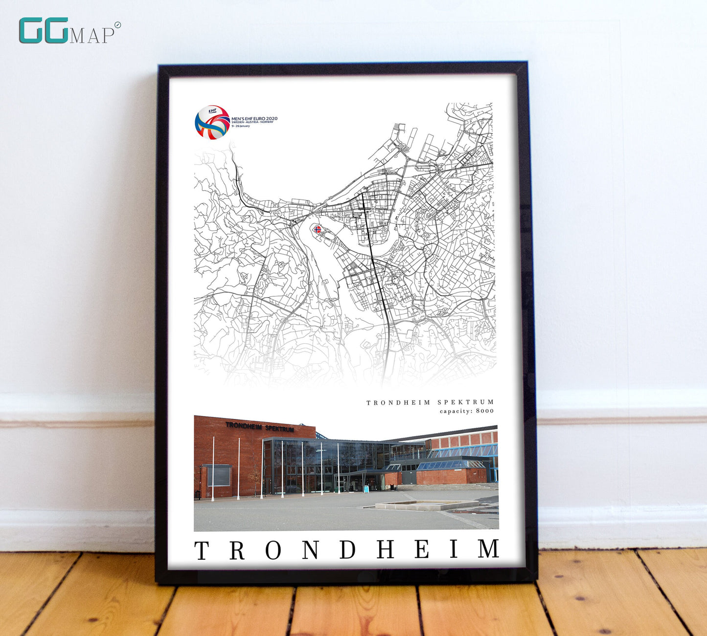 City map of TRONDHEIM - Trondheim Spektrum - Home Decor Trondheim Spektrum - Trondheim Spektrum poster - Print map