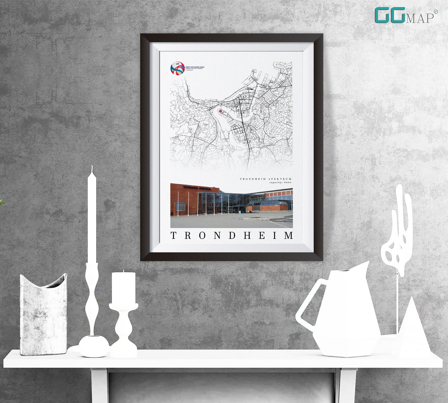 City map of TRONDHEIM - Trondheim Spektrum - Home Decor Trondheim Spektrum - Trondheim Spektrum poster - Print map