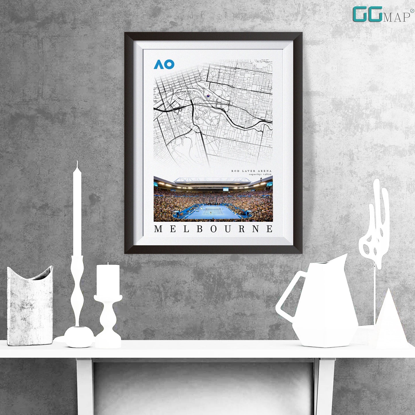 City map of MELBOURNE - Rod Laver Arena - Home Decor Australian open - Wall decor Rod Laver Arena - Rod Laver Arena - Print map