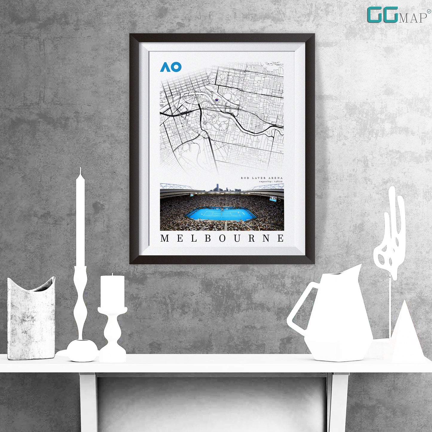 City map of MELBOURNE - Rod Laver Arena - Home Decor Australian open - Wall decor Rod Laver Arena - Rod Laver Arena - Print map