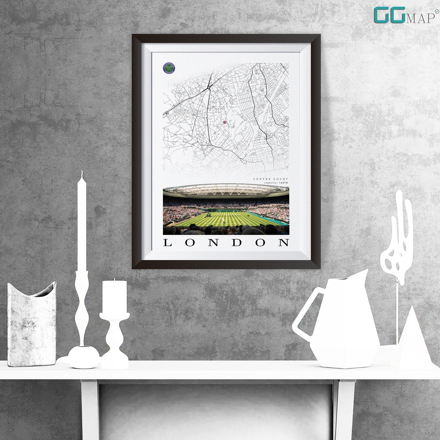 City map of LONDON - Centre Court Wimbledon - Home Decor Centre Court Wimbledon - Wall decor Centre Court Wimbledon - Print map