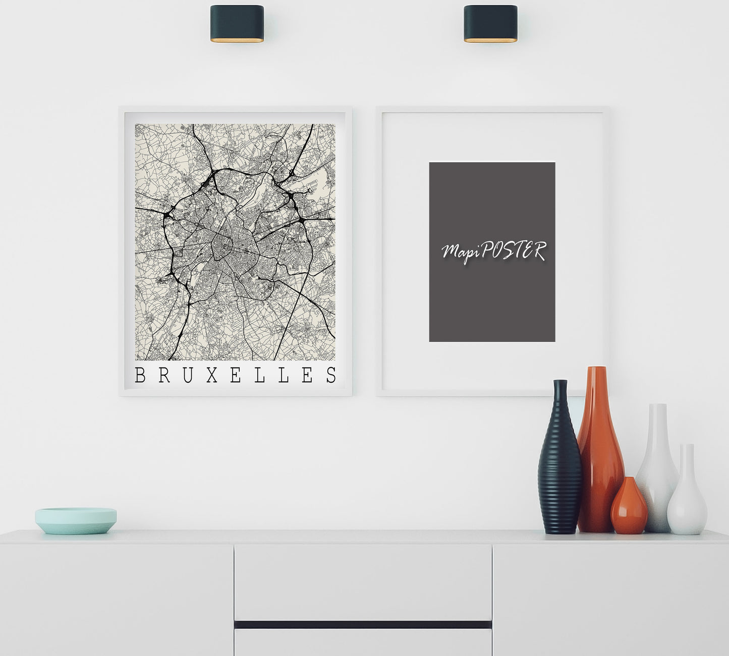 Map of BRUSSELS , Bruxelles, Belguim - Home Decor - Wall decor - Office map - Travel map - Print map - Poster city map - Office decor