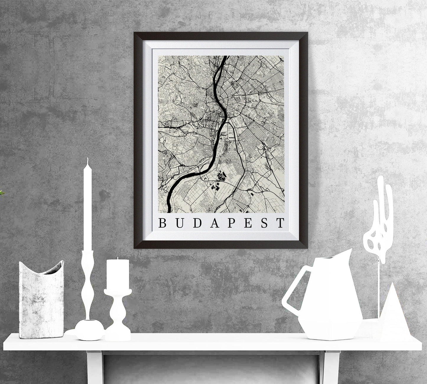 City map of BUDAPEST - Home Decor - Decor - Office map, Budapest Travel map - Print map - Poster city map - Budapest map - map art - Hungary