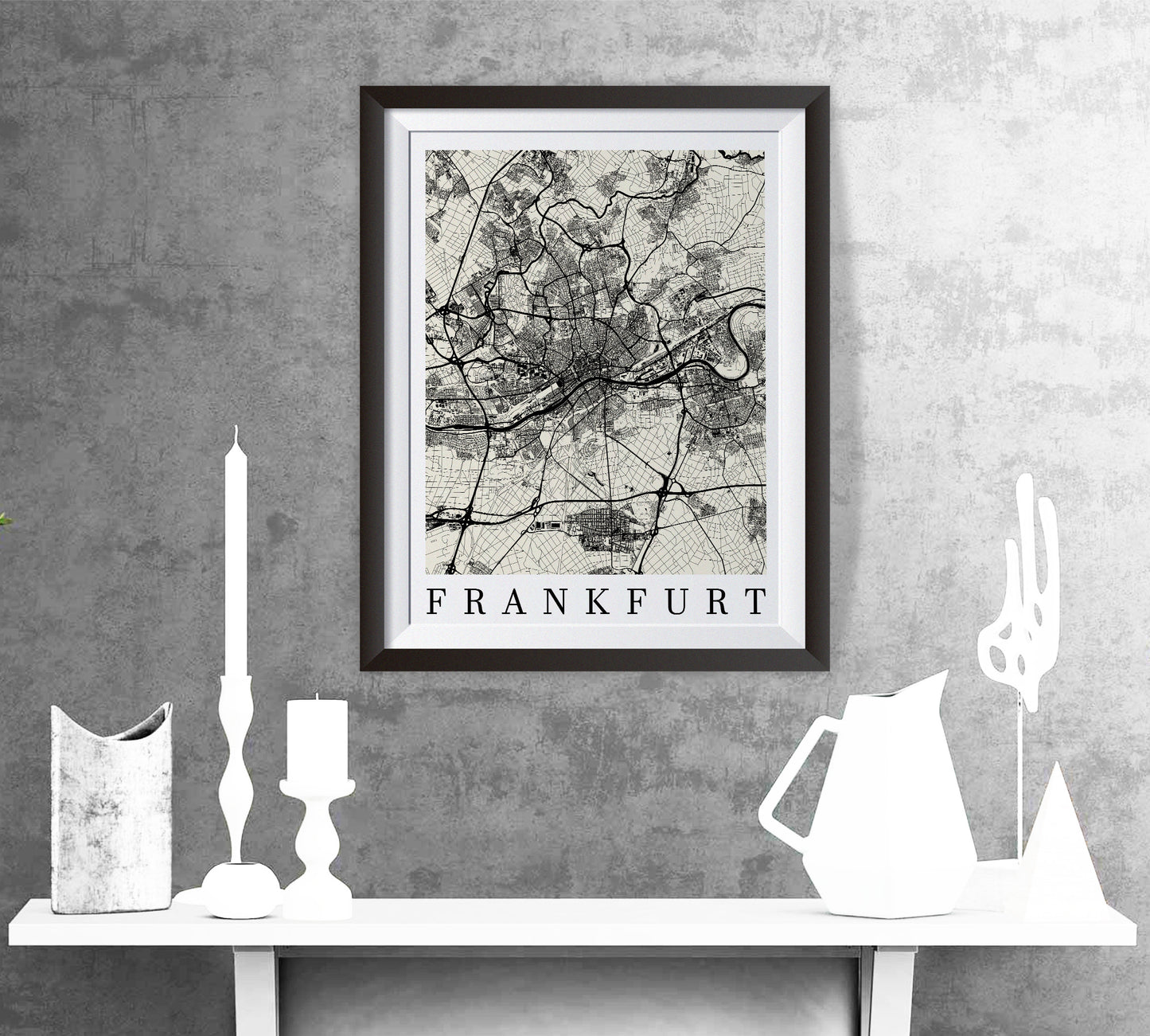 City map of FRANKFURT - Home Decor - Decor - Office map - Travel map - Print map - Poster city map - Frankfurt map - map art -Deutschland