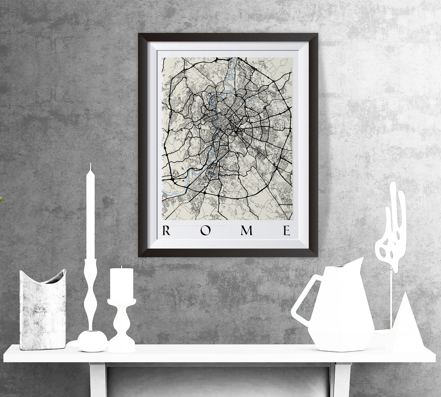 Map of ROME, ITALIA - Italy - Rome Home Decor - Rome Wall decor - Rome Office map - Rome Travel map - Rome Print map - Rome Poster city map