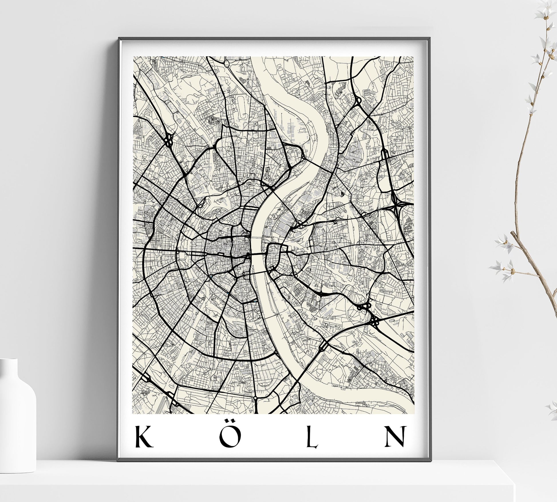 a black and white poster of a city map