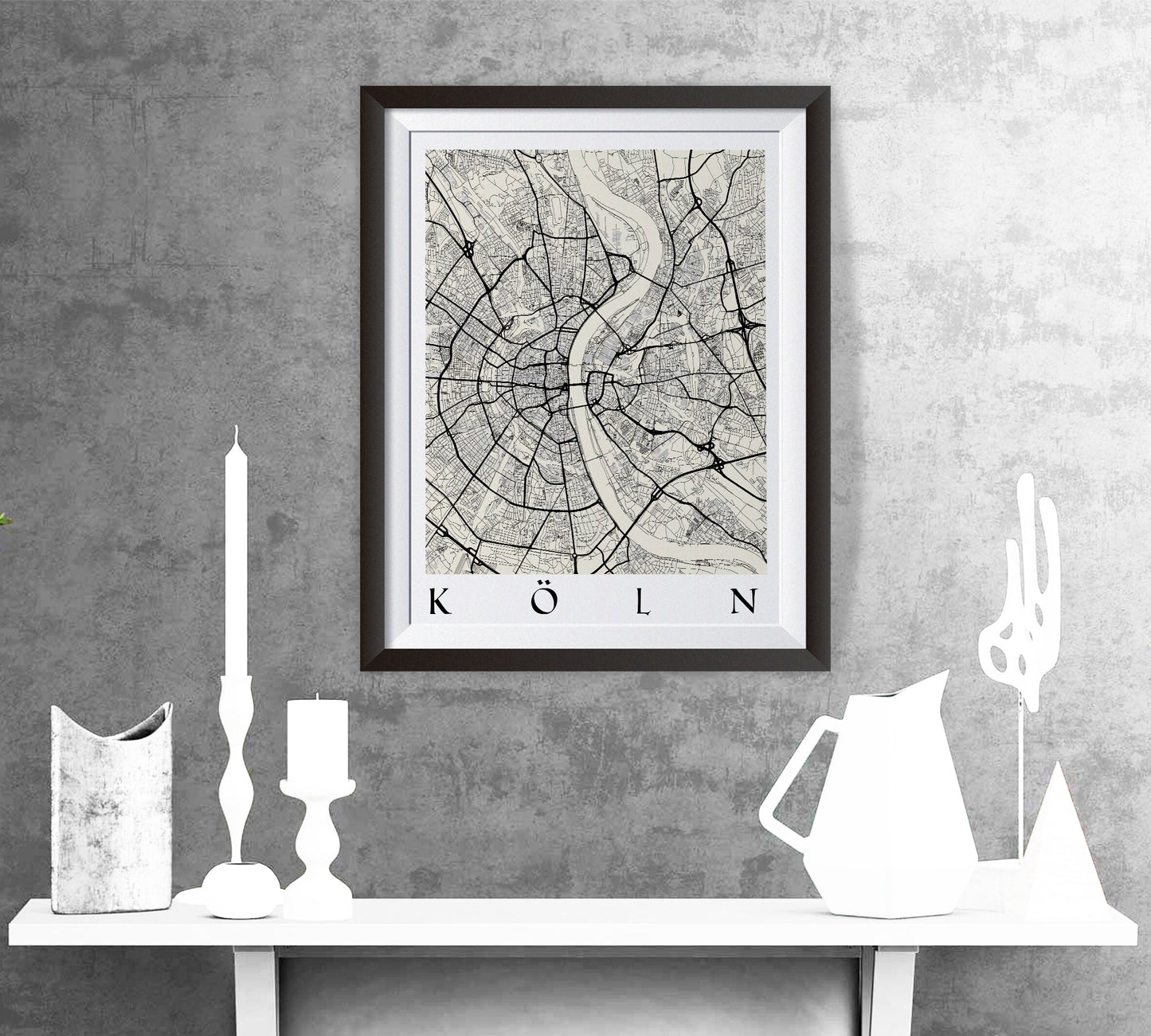 Map of KOLN - Cologne - Germany - Deutschland - Home Decor - Wall decor - Office map - Travel map - Print map - Poster city map