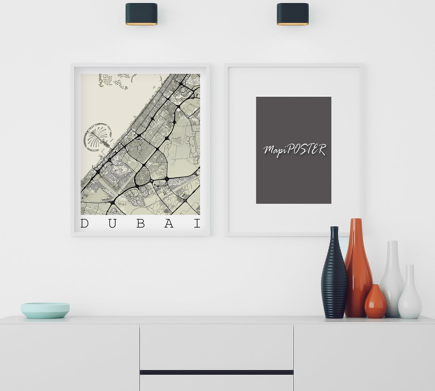 Map of Dubai, UAE - Home Decor - Wall decor - Office map - Travel map - Dubai city - Print map - Poster city map - Office decor