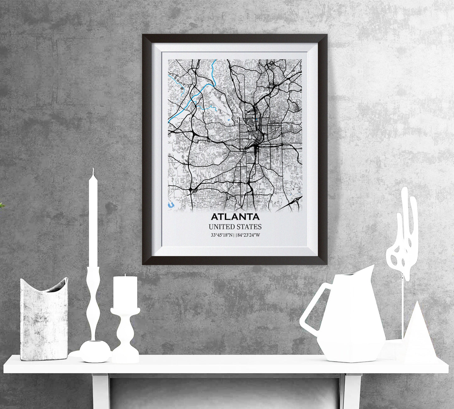 Map of ATLANTA, USA - America- Home Decor - Wall decor - Office map - Travel map - Atlanta city - Print map - Poster city map - Office decor