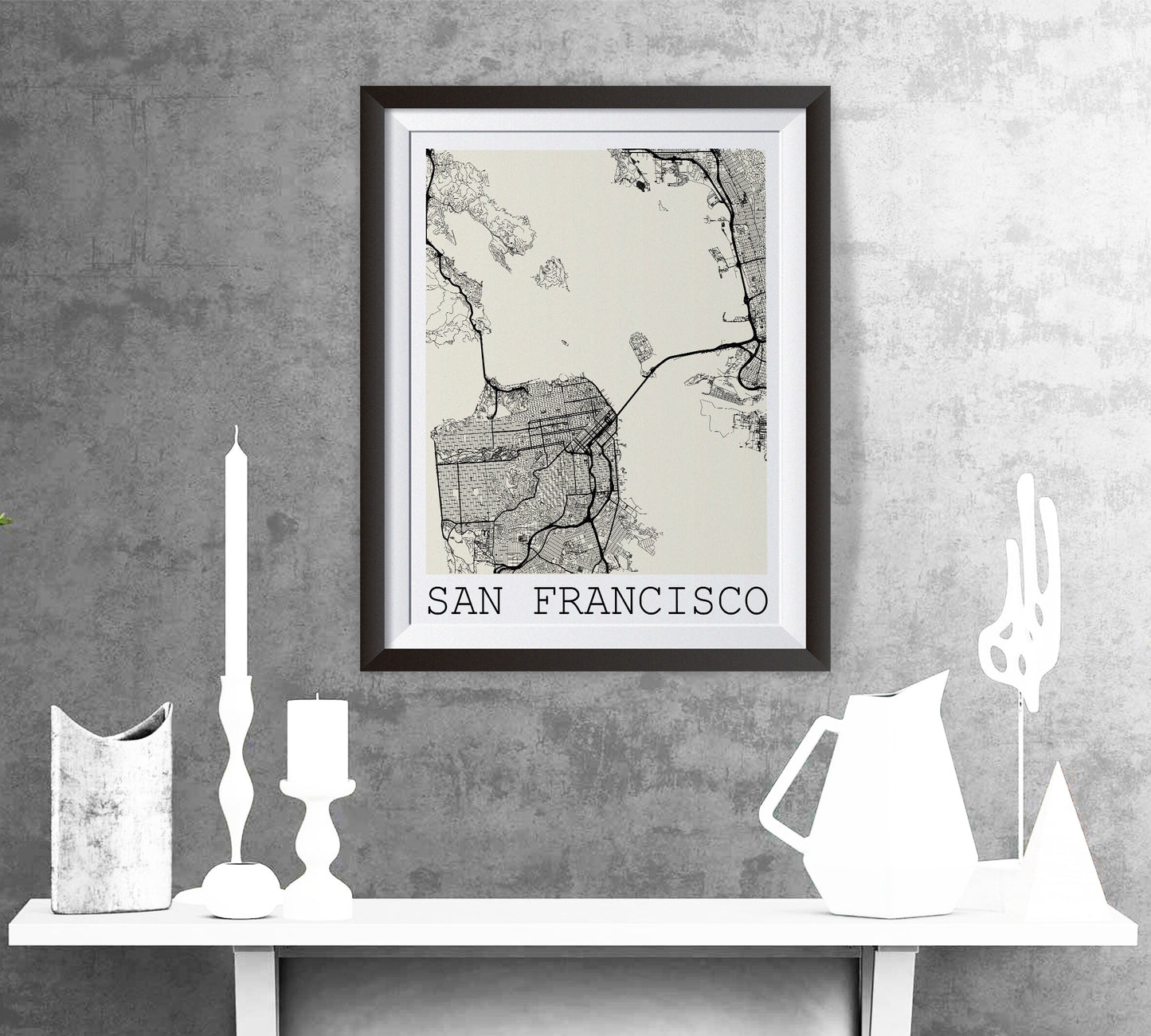 Map of SAN FRANCISCO, USA - Home Decor - Wall decor - Office map - Travel map - Print map - Poster city map - Office decor