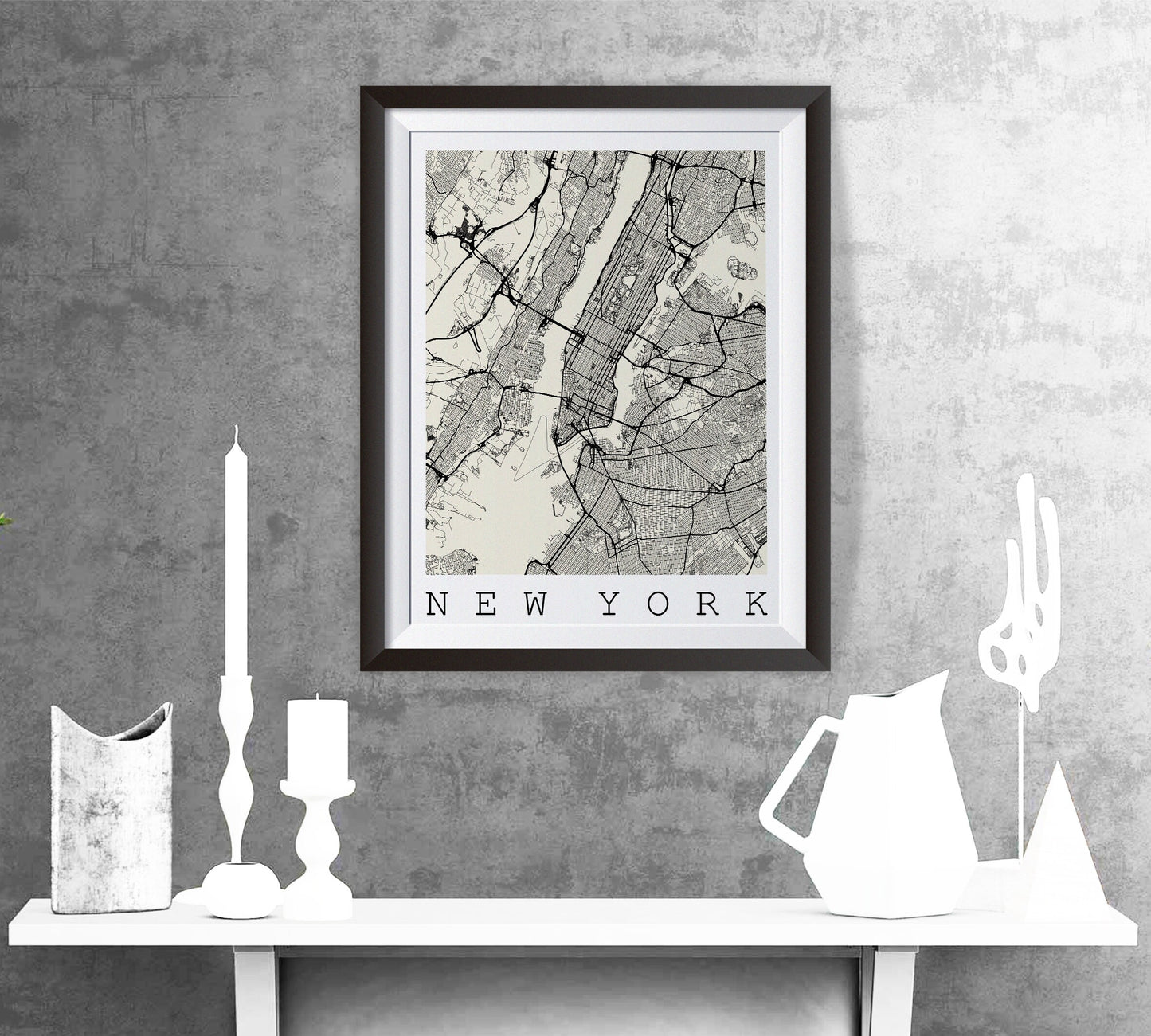 Map of NEW YORK, USA - America - Home Decor - Wall decor - Office map - Travel map - Print map - Poster city map - Office decor