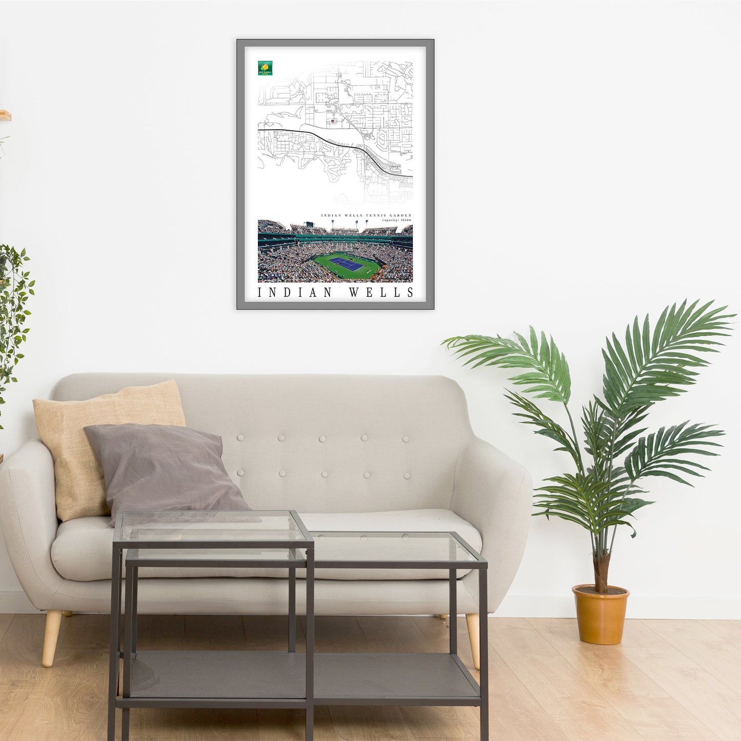 City map of INDIAN WELLS - Tennis Garden - Home Decor Indian Wells Masters - Wall decor Indian Wells Masters - Tennis Garden map - Print map