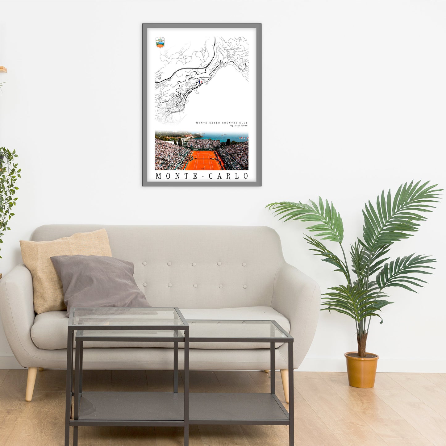 City map of MONTE-CARLO - Monte-C Country Club - Decor Rolex Masters - Decor Monte-C Country Club - Monte-C Country Club gift - Print map