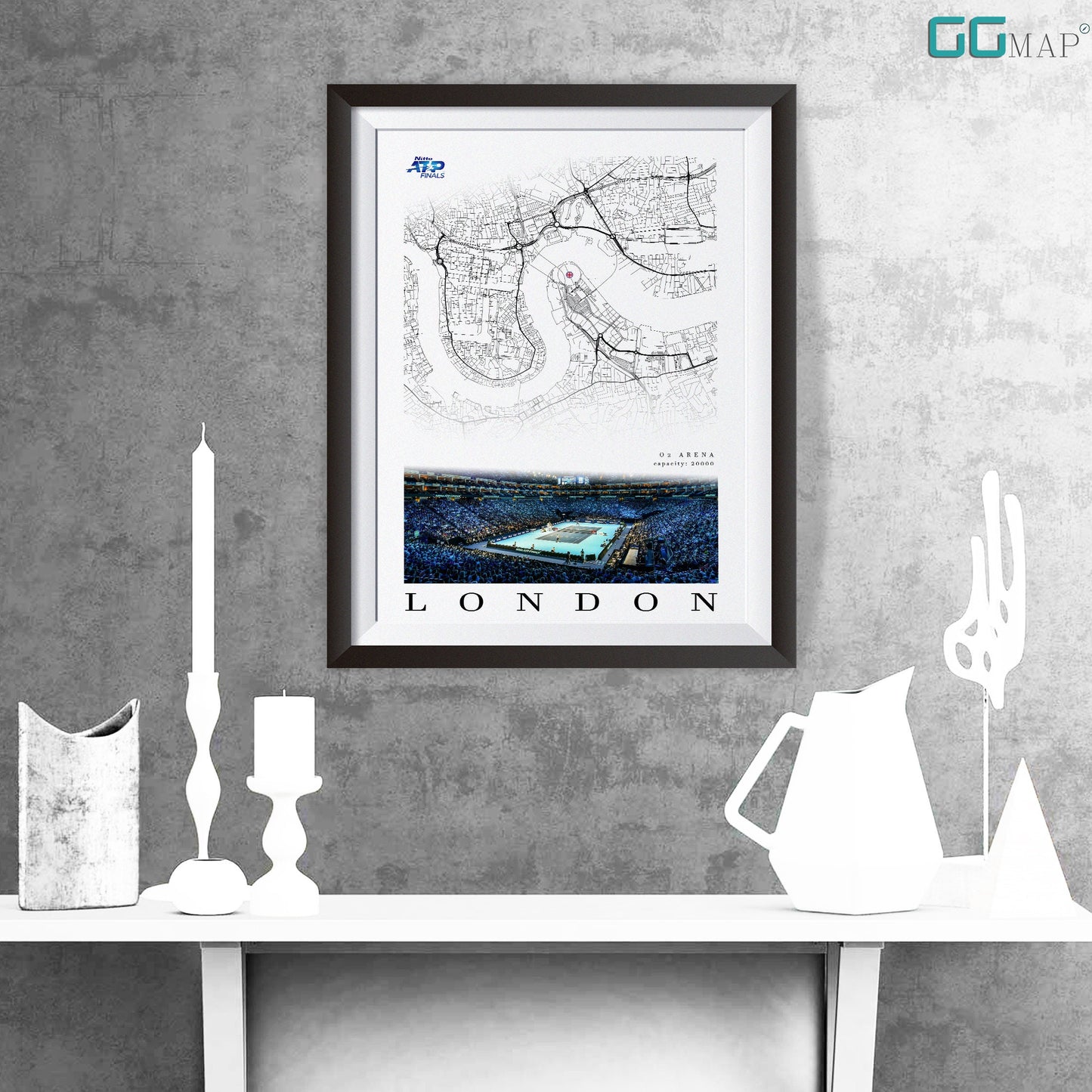 City map of LONDON - O2 Arena - O2 Arena wall decor - O2 Arena home decor - O2 Arena gift - O2 Arena poster - Print map