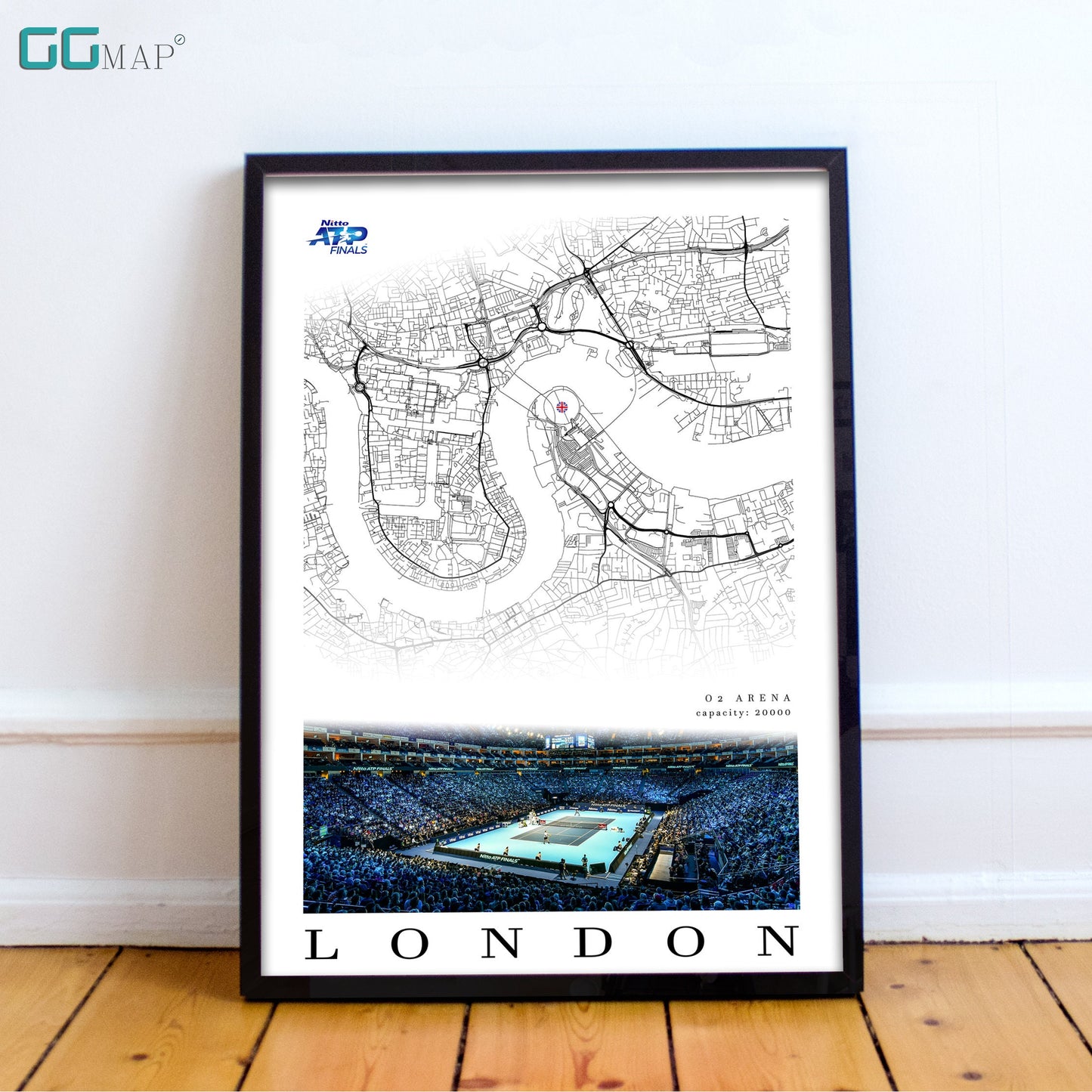 City map of LONDON - O2 Arena - O2 Arena wall decor - O2 Arena home decor - O2 Arena gift - O2 Arena poster - Print map