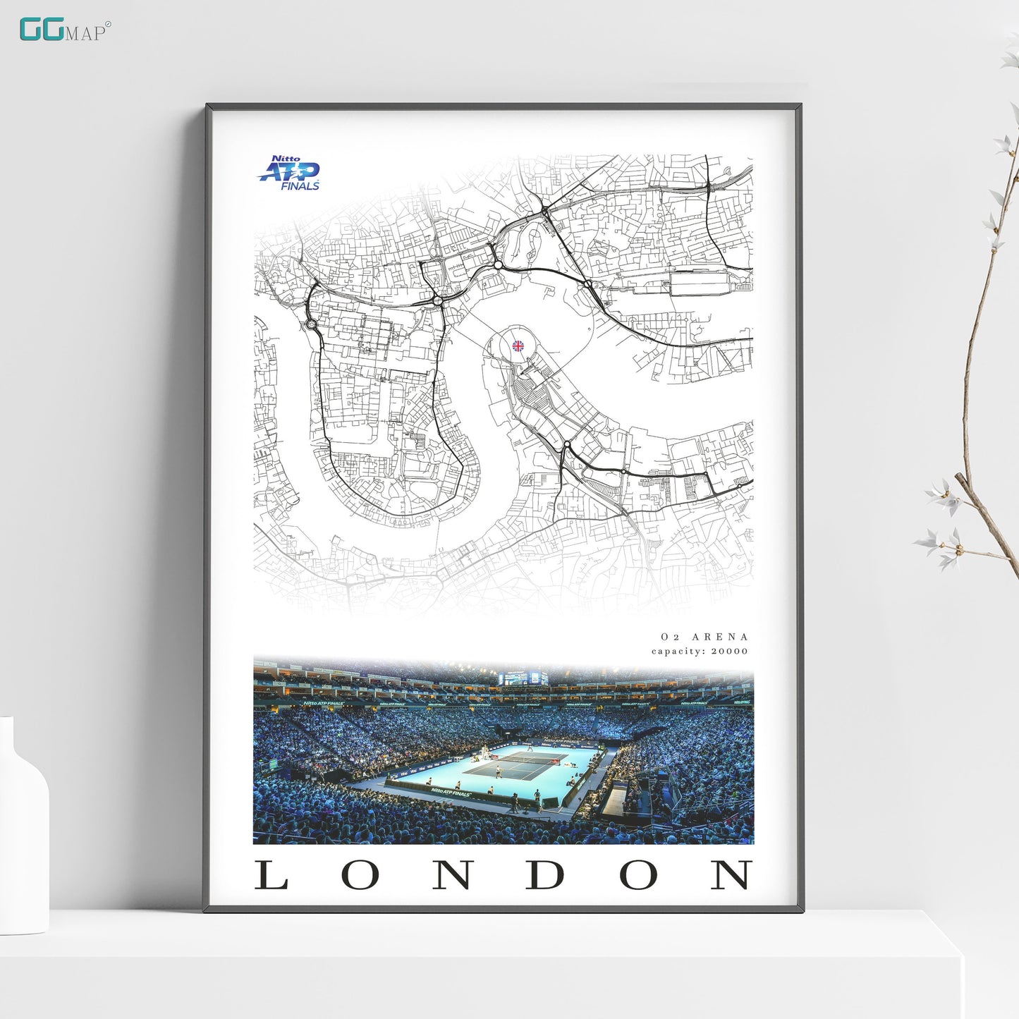 a poster of a stadium with a map of the stadium