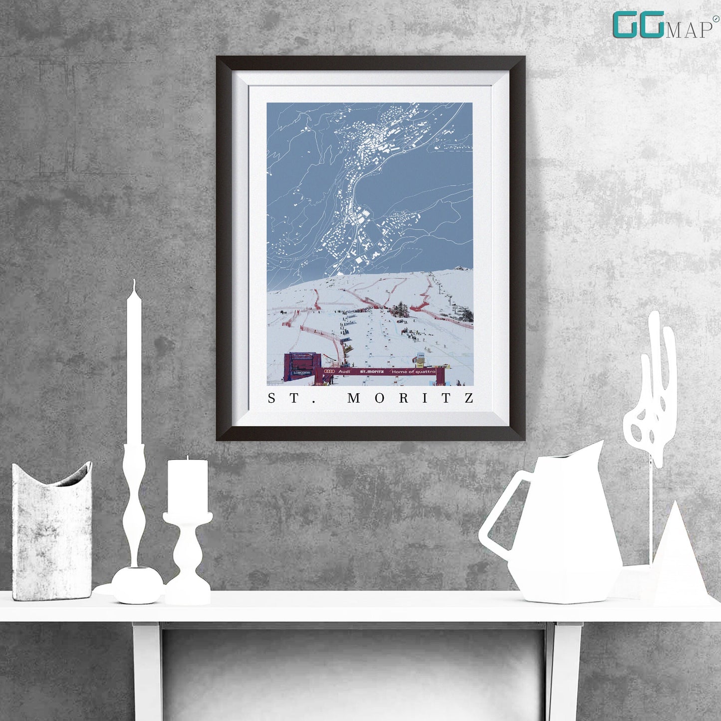 City map of ST. Moritz - St. Moritz  skiing - St. Moritz  skiing adventure -ST. Moritz  gift - ST. Moritz  World cup - Skiing poster
