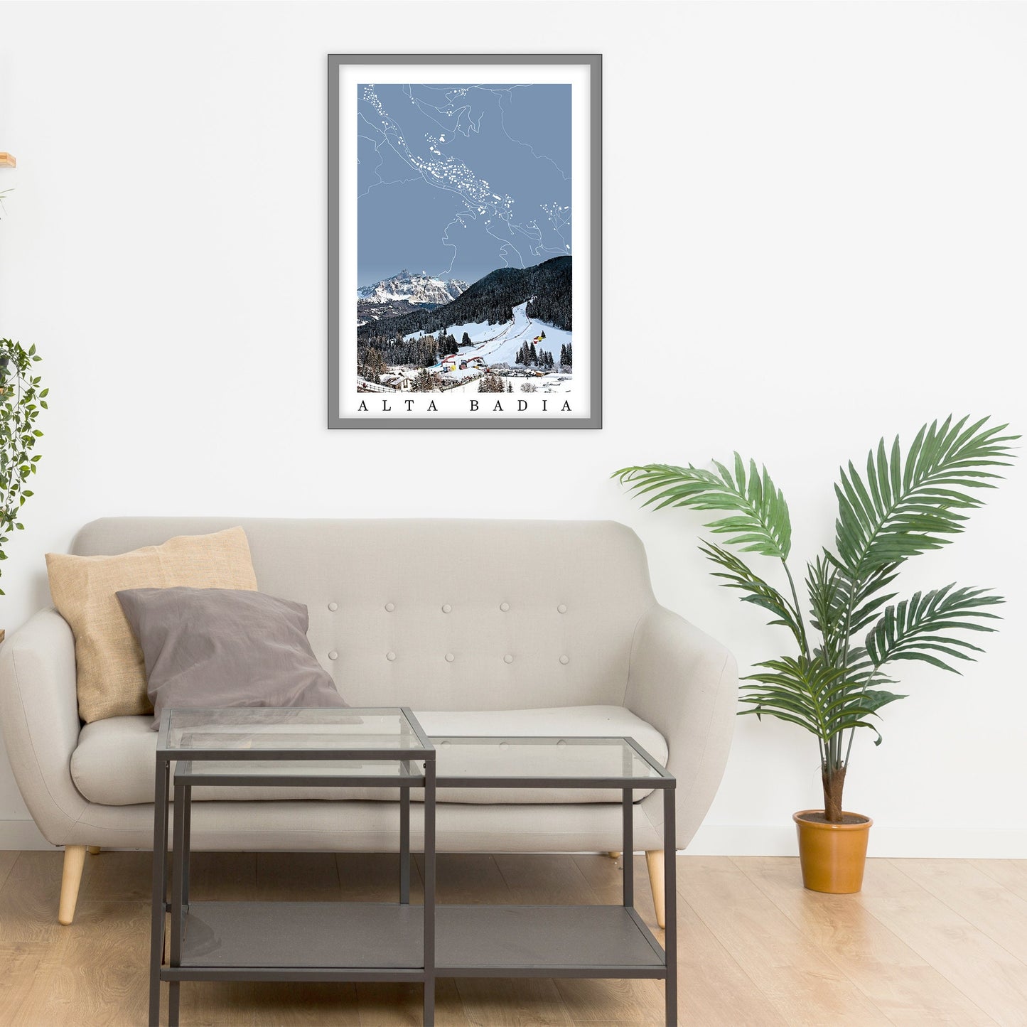 City map of San Ciascian - Alta Badia  skiing - Alta Badia skiing adventure - Alta Badia gift - Alta Badia  World cup - Skiing poster - FIS