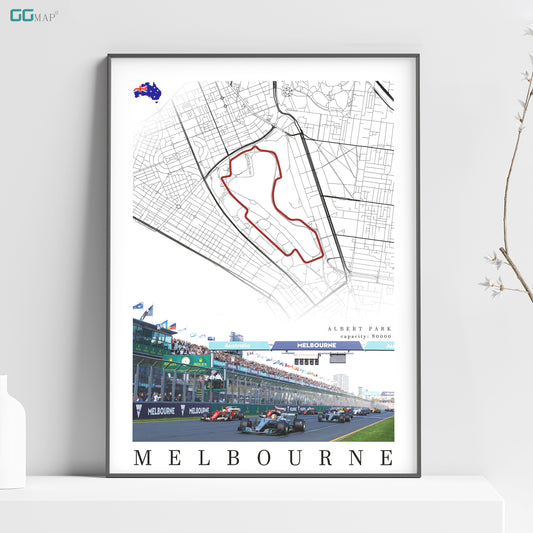 City map of MELBOURNE - Albert Park - Home Decor Melbourne - Wall decor Albert Park - Australian Grand Prix - Formula 1 gift - Printed map