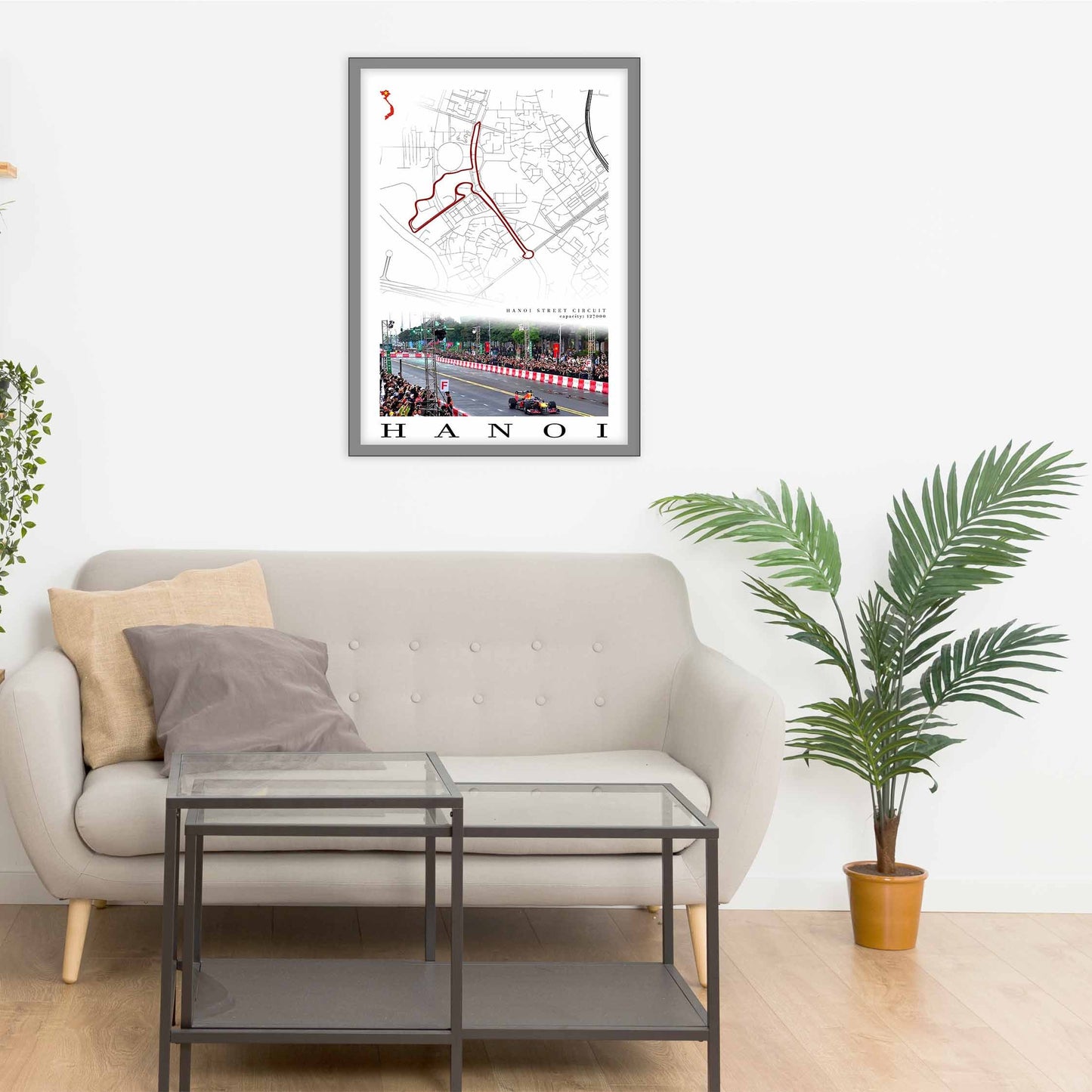 City map of HANOI - Hanoi Street Circuit - Home Decor Hanoi - Wall decor Hanoi - Vietnam Grand Prix - Formula 1 gift - Printed map