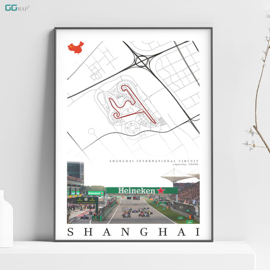 City map of SHANGHAI - Shanghai International Circuit - Home Decor Shanghai - China Grand Prix - Formula 1 gift - Printed map