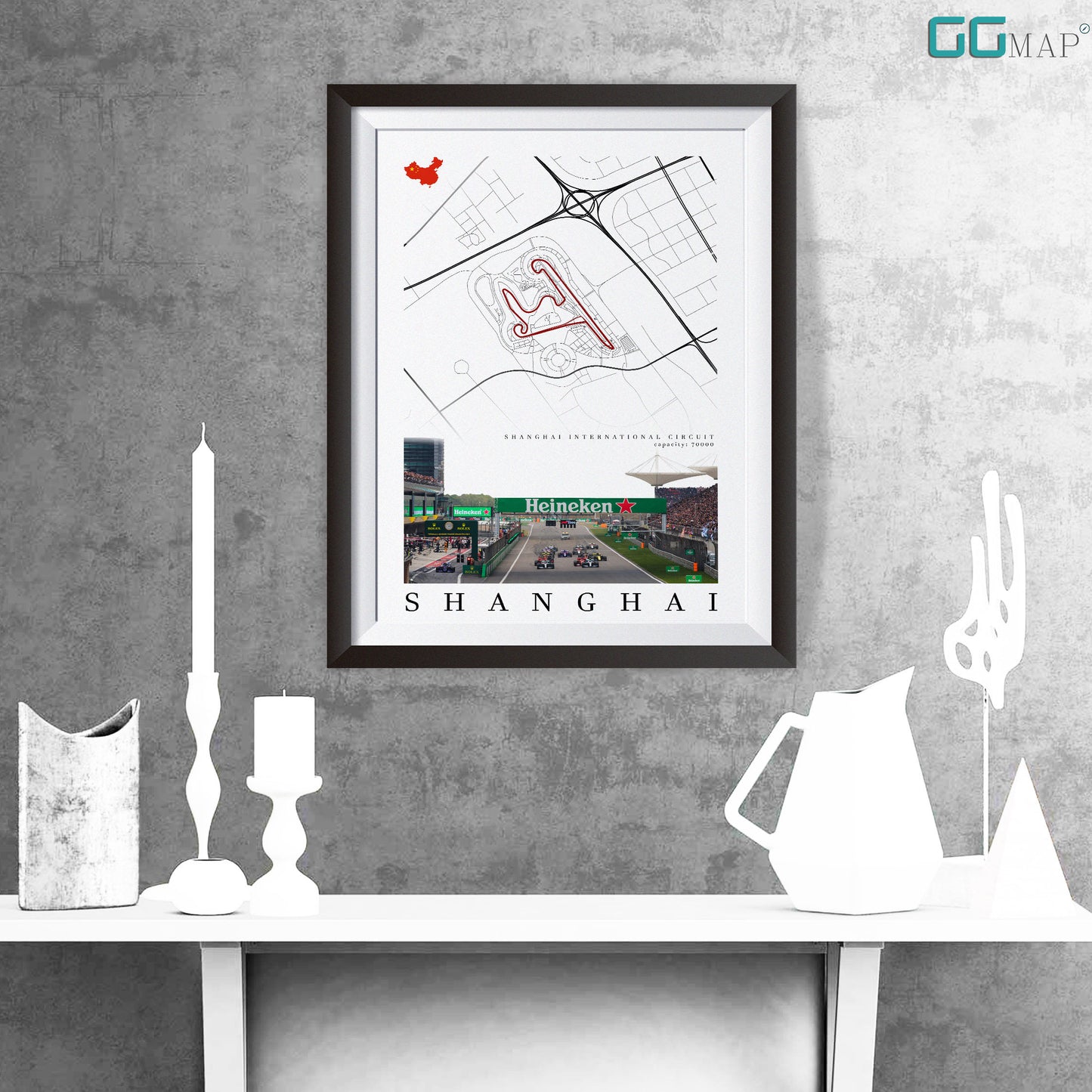 City map of SHANGHAI - Shanghai International Circuit - Home Decor Shanghai - China Grand Prix - Formula 1 gift - Printed map