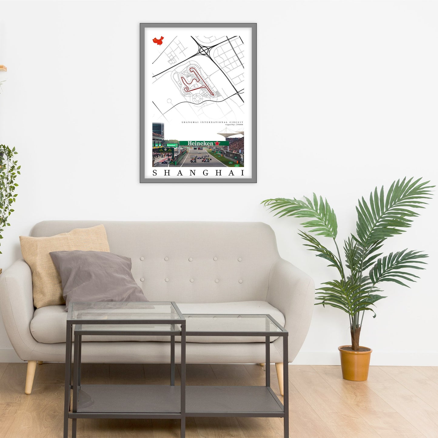 City map of SHANGHAI - Shanghai International Circuit - Home Decor Shanghai - China Grand Prix - Formula 1 gift - Printed map