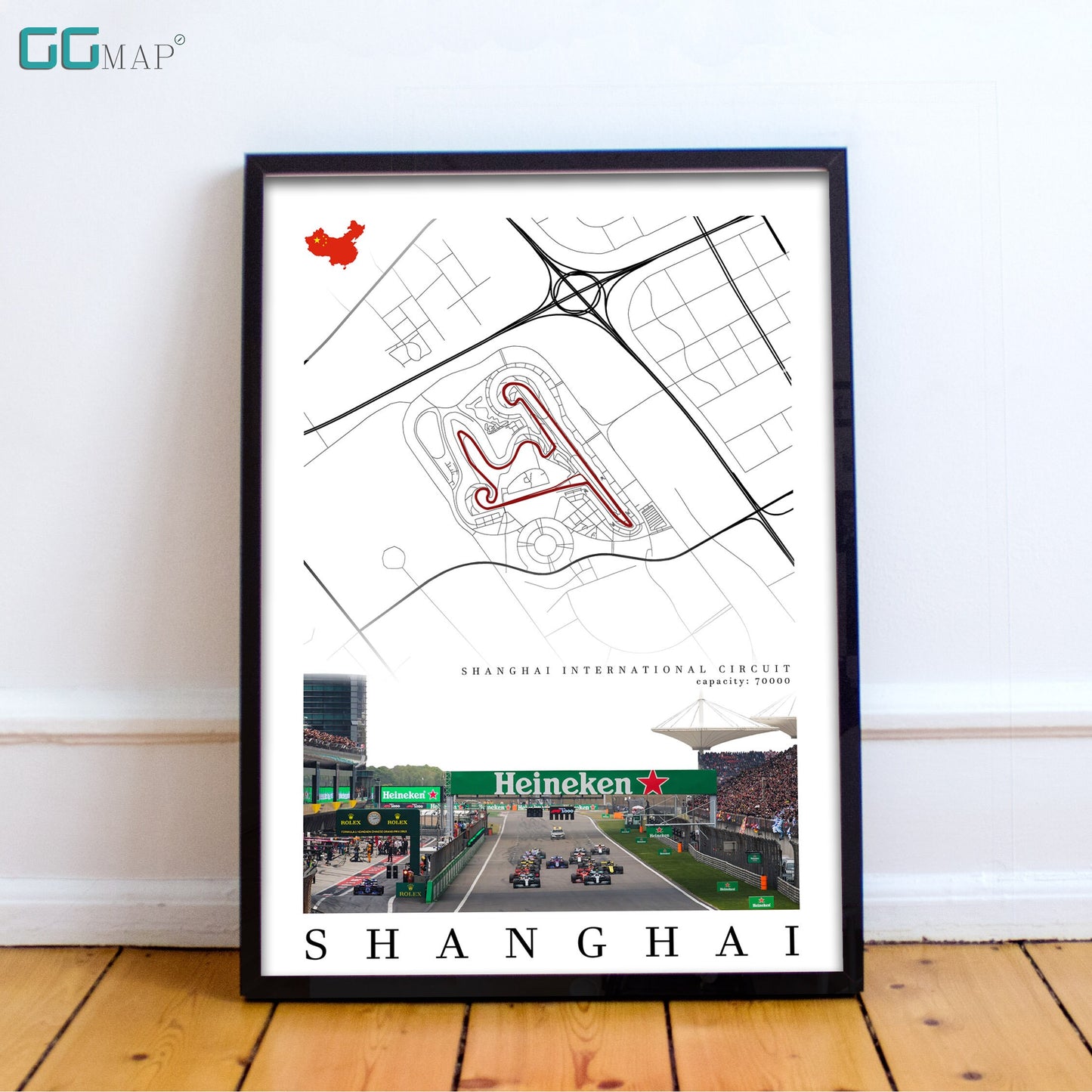 City map of SHANGHAI - Shanghai International Circuit - Home Decor Shanghai - China Grand Prix - Formula 1 gift - Printed map