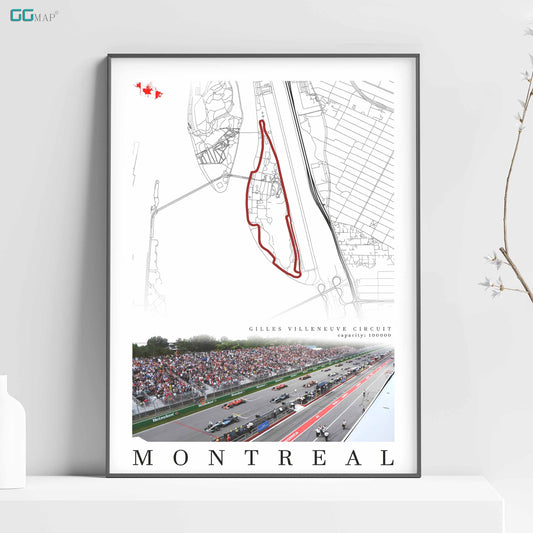 City map of MONTREAL - Circuit Gilles-Villeneuve - Home Decor Montreal - Wall decor - Canada Grand Prix - Formula 1 gift - Printed map