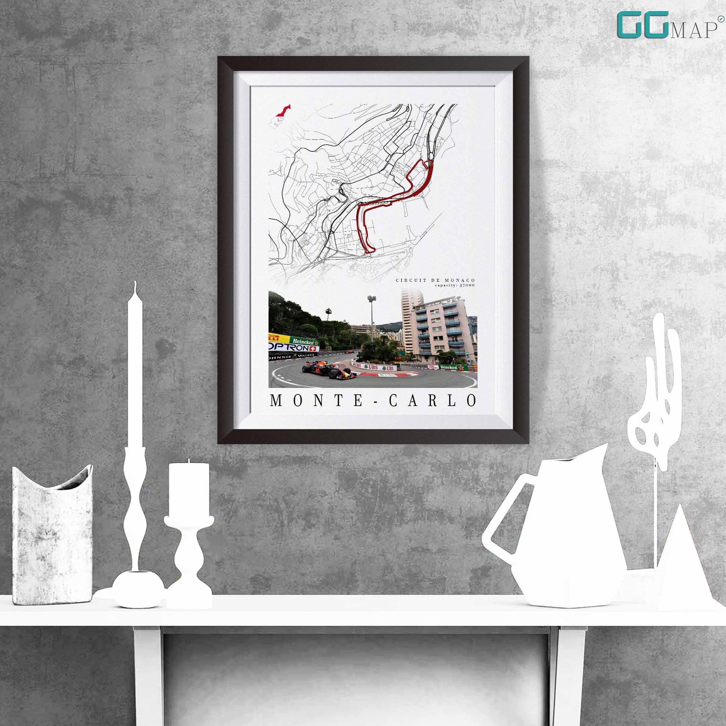 City map of Monaco - Monaco circuit map - Circuit de Monaco - F1 circuit gift - Monaco Grand Prix - Formula 1 gift - Printed map