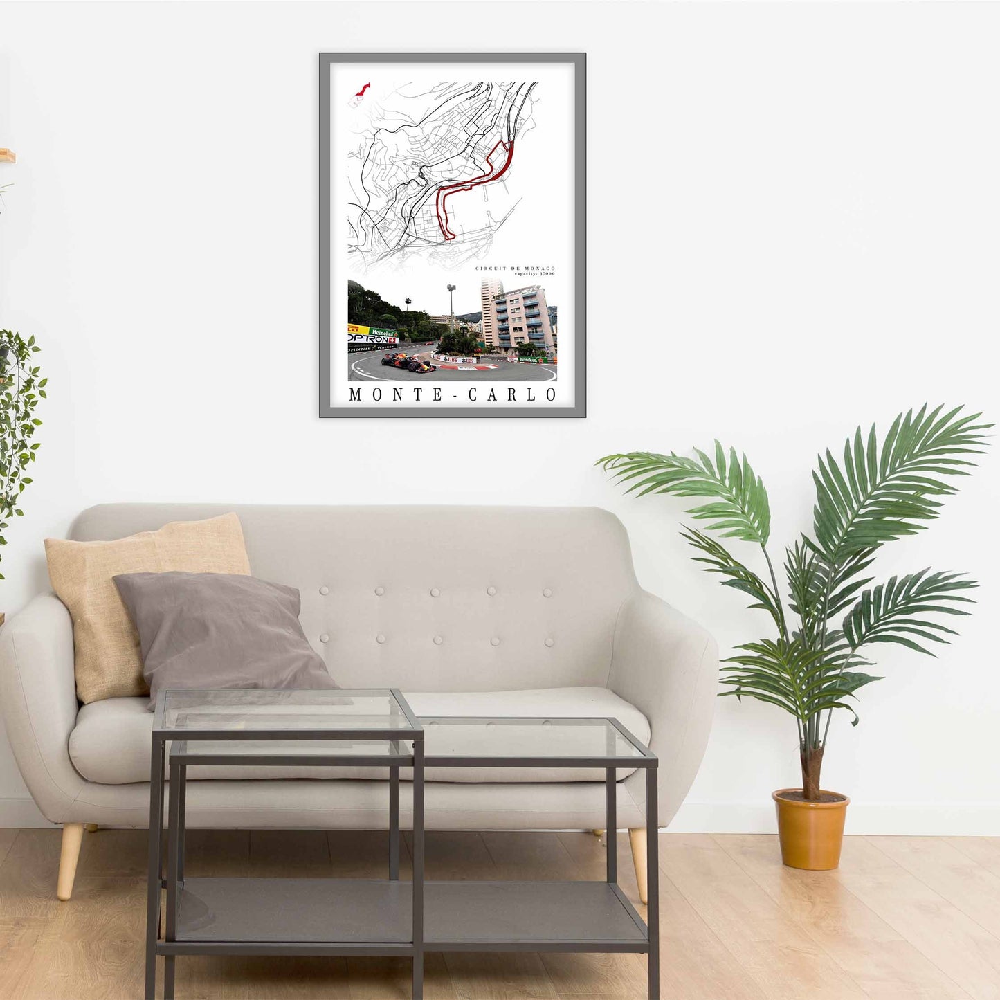 City map of Monaco - Monaco circuit map - Circuit de Monaco - F1 circuit gift - Monaco Grand Prix - Formula 1 gift - Printed map