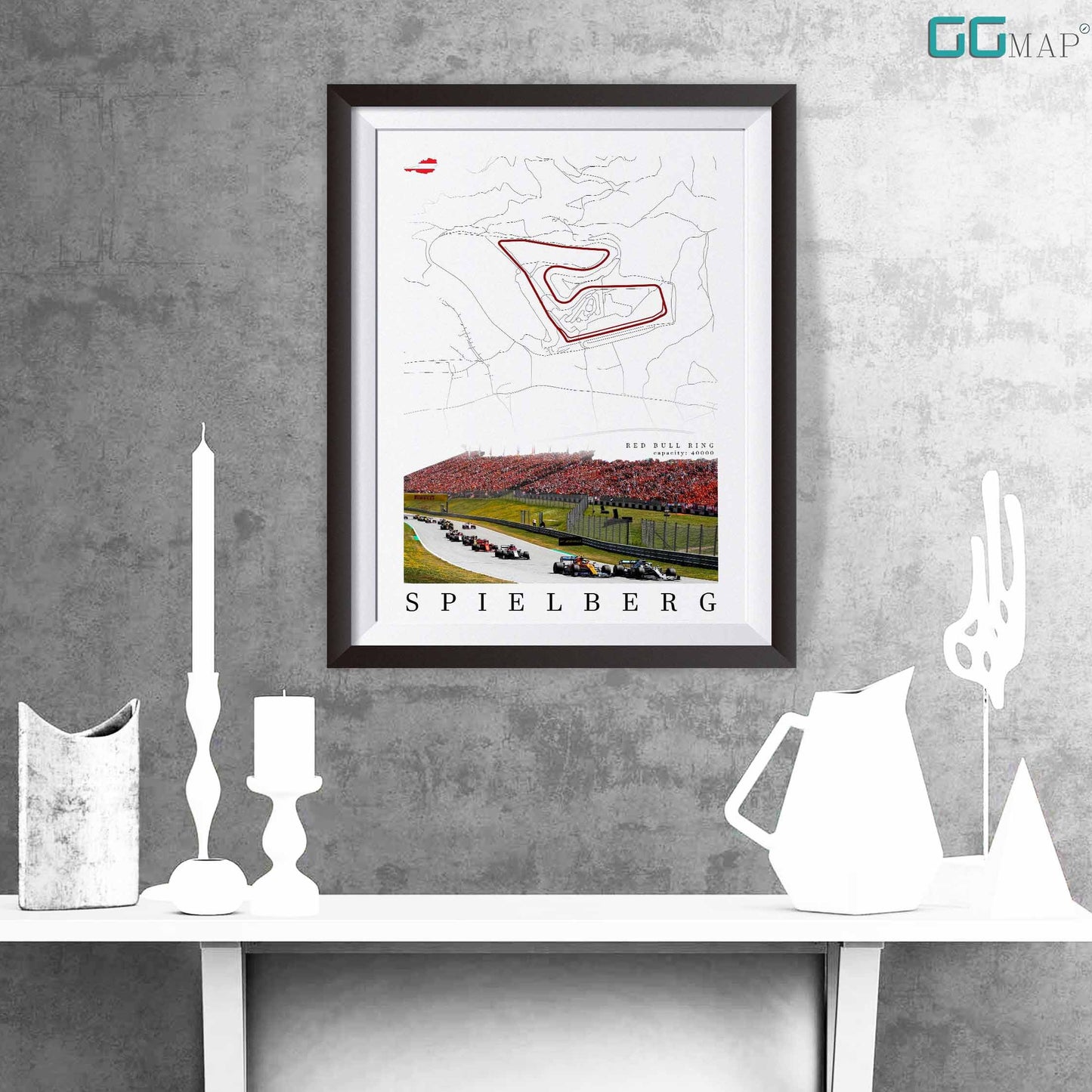 City map of SPIELBERG - Red Bull Ring - Home Decor Spielberg - Wall decor Spielberg - Austrian Grand Prix - Formula 1 gift - Printed map