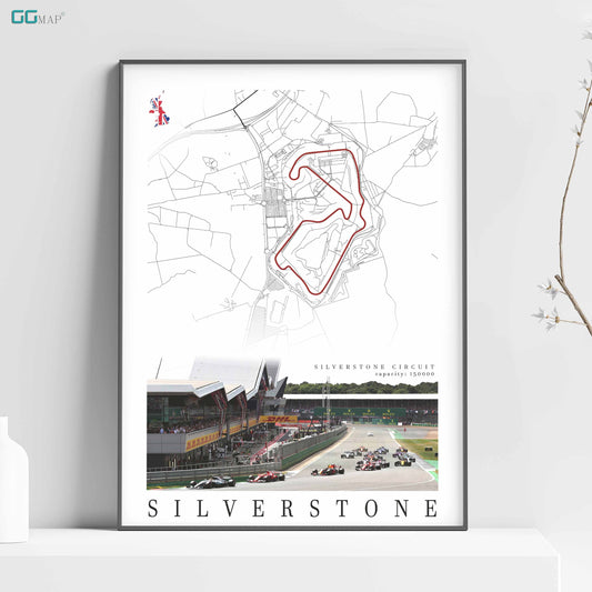 a poster of a race track in silver stone