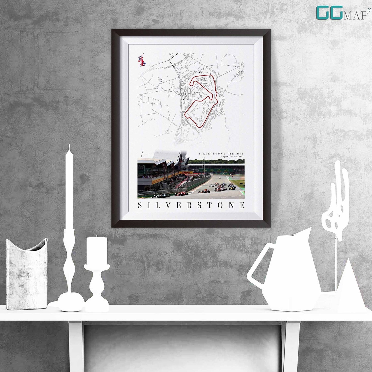 City map of SILVERSTONE - Silverstone Circuit - Home Decor Silverstone - Great Britain Grand Prix - Formula 1 gift - Printed map