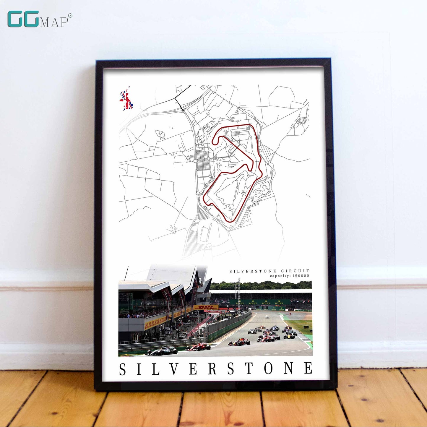 City map of SILVERSTONE - Silverstone Circuit - Home Decor Silverstone - Great Britain Grand Prix - Formula 1 gift - Printed map