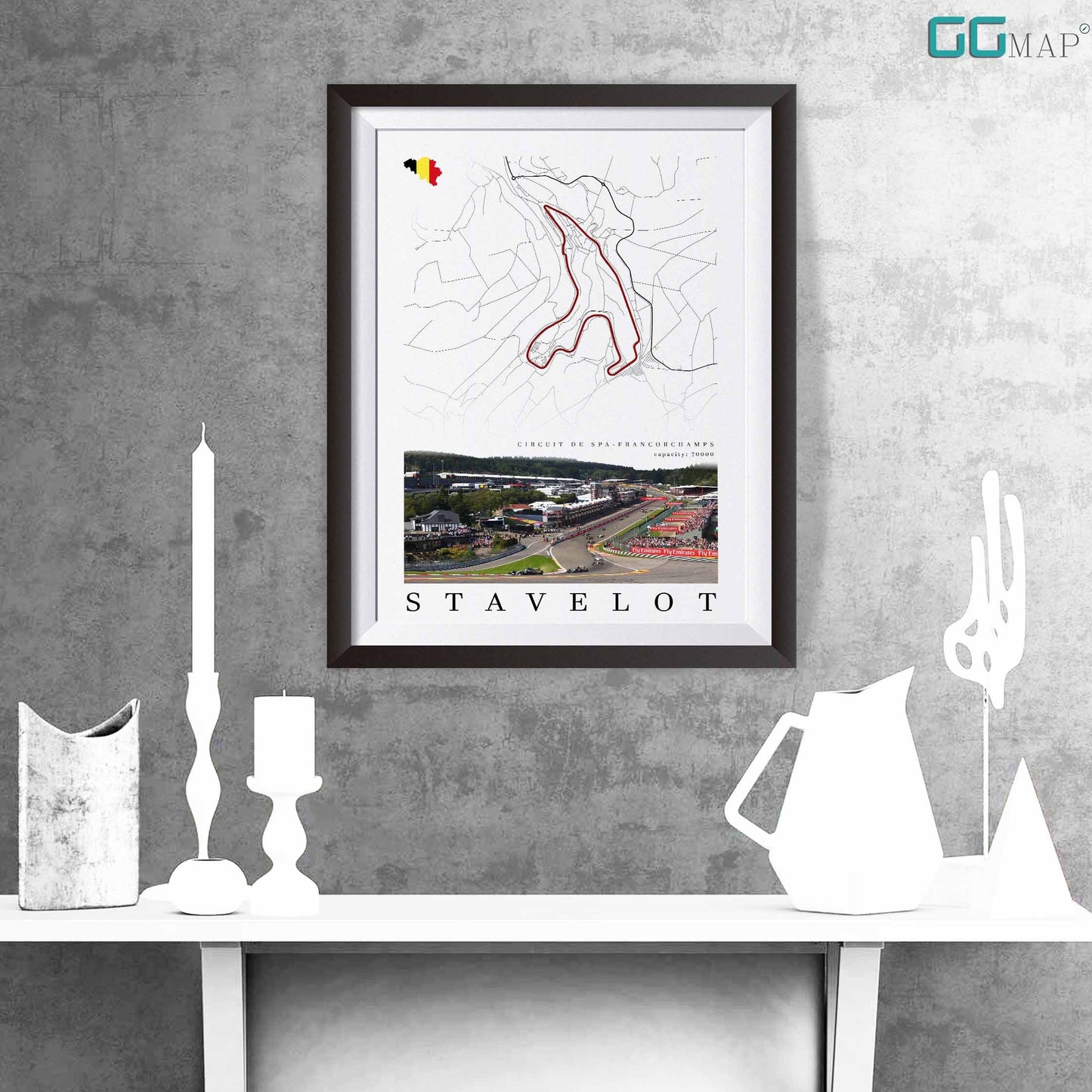 City map of STAVELOT - Circuit de Spa-Francorchamps - Home Decor Spa - Wall decor Spa - Belgium Grand Prix - Formula 1 gift - Printed map